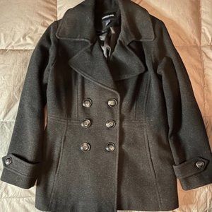 London Fog Women's Large Black Pea Coat W/ Scarf